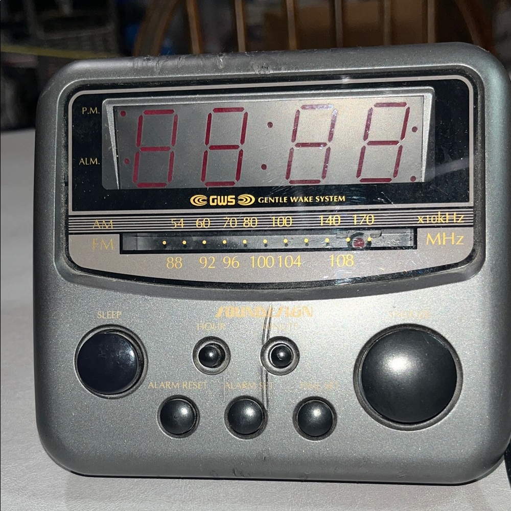 Silver Portable Alarm Clock Radio